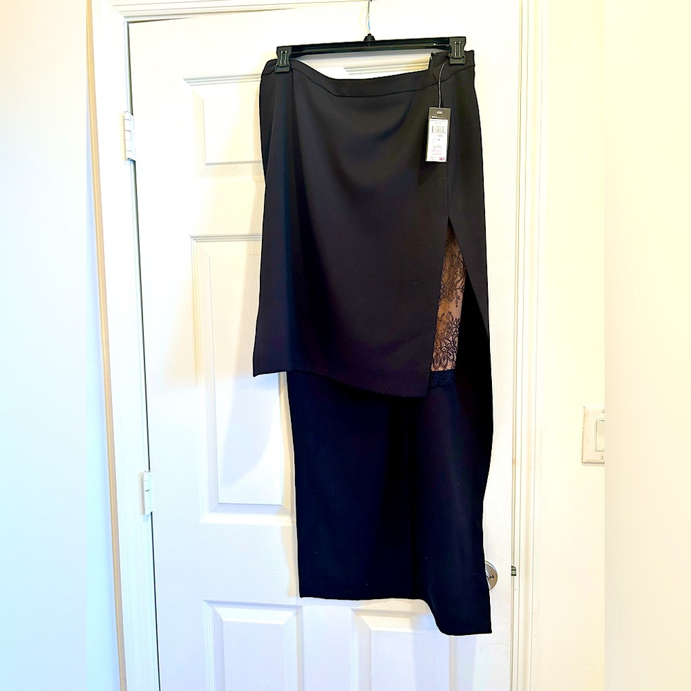 New BCBG Lace High Low Black Skirt